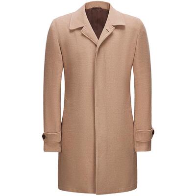 纯羊毛驼色商务修身保暖大衣