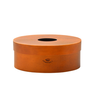 霜山实木纸巾盒云杉木收纳盒日式复古夏克盒家用卧室椭圆形抽纸盒