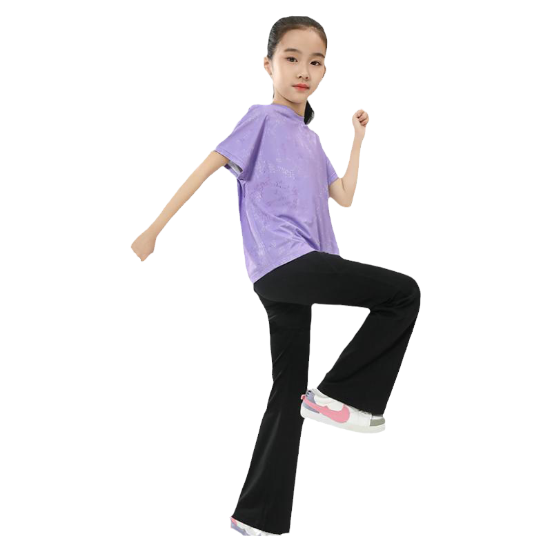 夏季女童短袖微喇叭裤瑜伽服套装