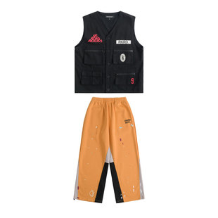 ROCKYROAD少儿街舞演出服美式高街工装马甲上衣hiphop街舞潮服