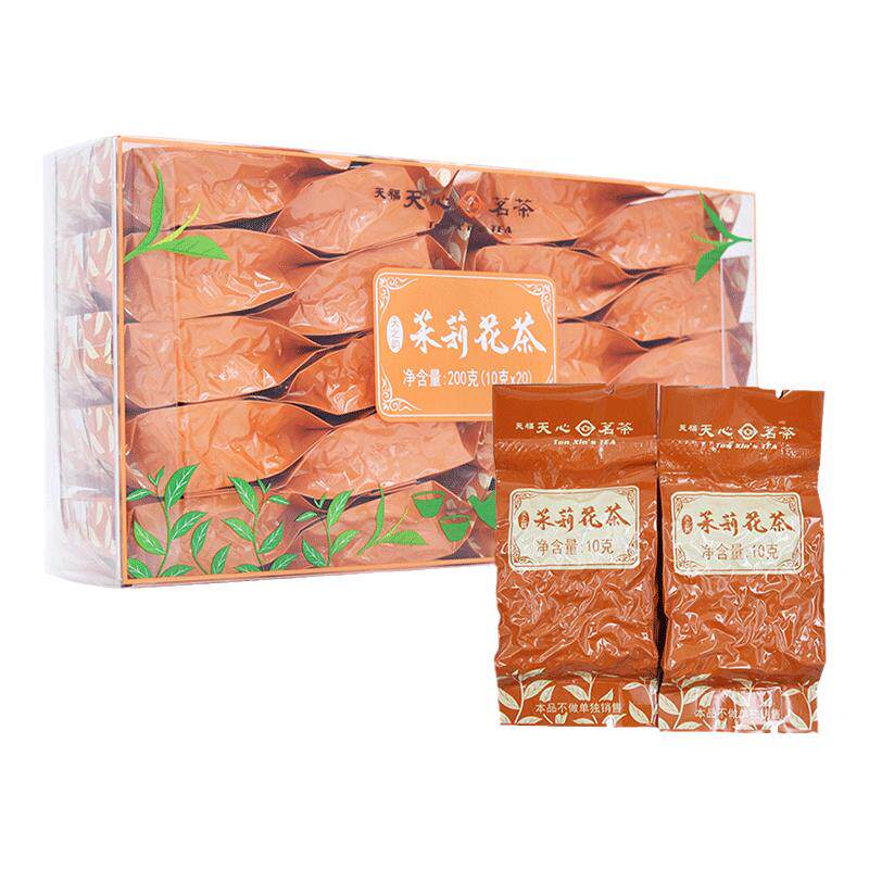 天福天心茗茶浓香型茉莉花茶新茶花香茉莉绿茶盒装花草茶茶叶200g