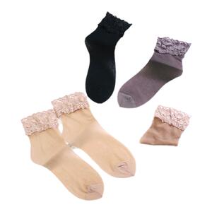 耐尔10双包夏季透明蕾丝花边短袜