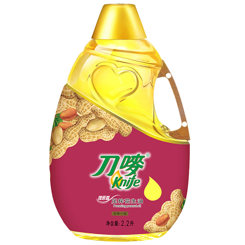 刀唛/Knife臻原香花生油2.2L瓶装家用压榨一级食用植物油