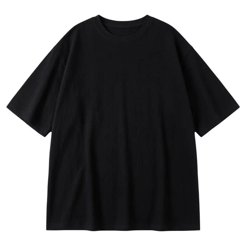 短袖T恤男衣服ins夏季潮流纯色纯黑百搭学生情侣基础款宽松半截袖