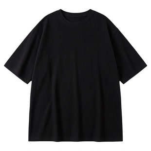短袖T恤男衣服ins夏季潮流纯色纯黑百搭学生情侣基础款宽松半截袖