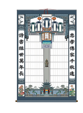 布料家谱族谱挂画家堂轴子世系图