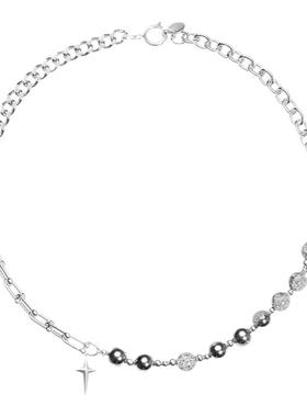 原创爆花四芒星十字琉璃钛钢项链