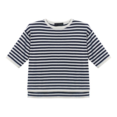 珍贝丝绒一字领夹条女针织衫通勤