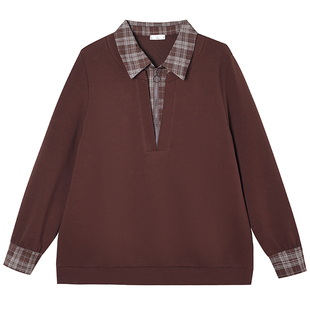 九月陌墨欧货休闲减龄POLO领卫衣女2025秋季新款时尚撞色大码上衣