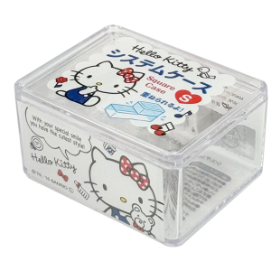 日本正版三丽鸥美乐蒂简约收纳盒可叠加收纳防尘首饰盒透明小盒子