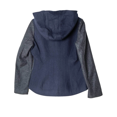 圣迪家拼接保暖羊毛连帽短款外套