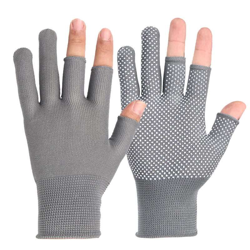 快递打包专用手套尼龙防滑男女干活露指工作薄款劳保耐磨外卖骑行