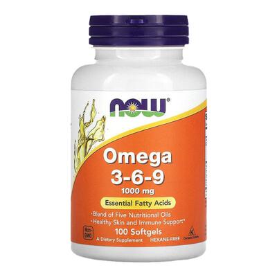 香港直发Now Foods诺奥Omega -3-6-9软凝胶脂肪酸补充100粒