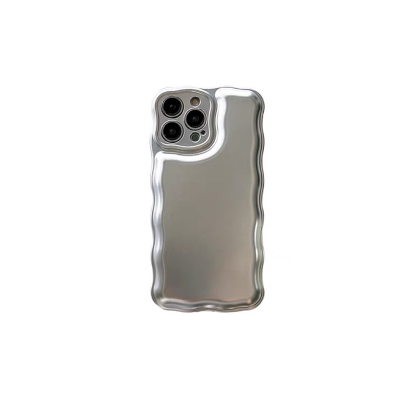 权志龙同款手机壳电镀银适用iPhone15promax韩国ins冷淡风韩国ins银色波浪苹果13 14promax时尚G