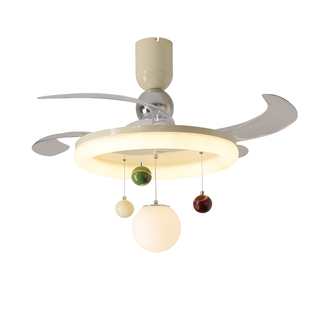 包安装法式奶油风餐厅卧室隐形风扇吸顶灯设计师儿童房静音变频灯