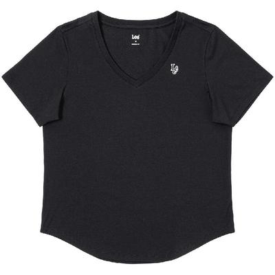 Lee商场同款25春夏新品舒适版V领小徽标Logo黑色女短袖T恤K11000