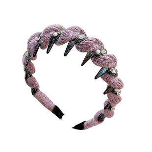 韩系毛绒针织波浪带齿发箍女2025新款高级感洋气时尚日常外戴头箍