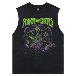 From Mars 恶魔的低语 纯棉无袖背心男女情侣日常休闲日系T恤短袖