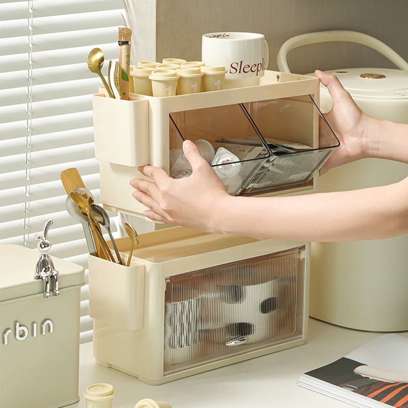 茶包收纳盒壁挂式办公室免打孔置物架杯子间桌面咖啡收纳茶水包