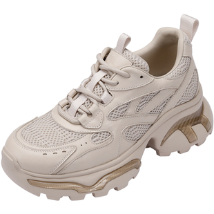 Hongkee/红科女鞋2024新款厚底老爹鞋网面休闲女鞋HB24X201