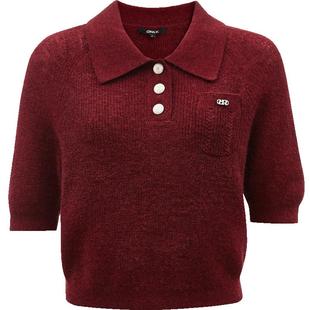 【ONLY奥莱】春夏新款设计感百搭纽扣Polo领短袖针织衫女