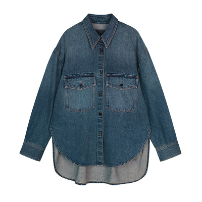 MRS Studios土耳其进口衬衫式宽松复古牛仔衣外套/斜缝阔腿牛仔裤