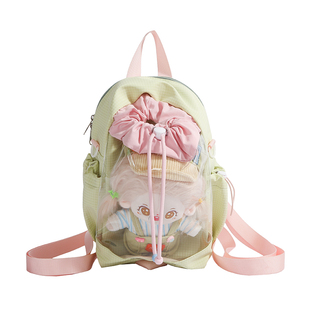 袋鼠痛包 斜挎小食量可放娃20cm双肩娃包 女生出游绿色轻便小背包