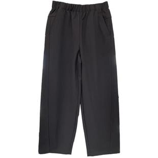 清仓特价 抗皱弹力休闲裤女秋季新松紧腰双侧线小个子宽松直筒裤