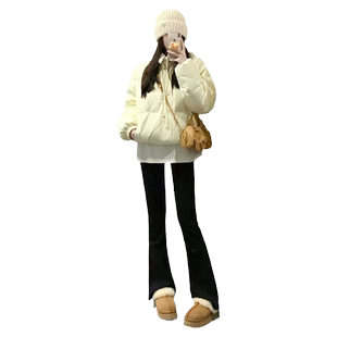 黑色加绒马蹄裤女冬季休闲喇叭裤显瘦加厚高腰微喇外穿保暖裤子女