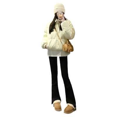 黑色加绒马蹄裤女加厚高腰微喇叭