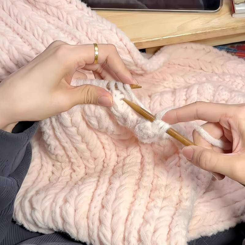 粉色围巾毛线手工diy材料包手工编织围脖冬季氛围创意百搭送女友