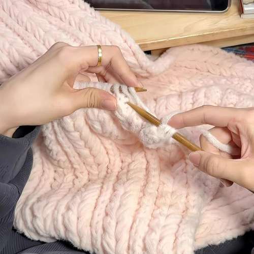 粉色围巾毛线手工diy材料包手工编织围脖冬季氛围创意百搭送女友