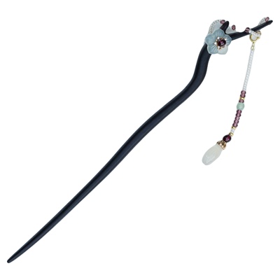 踏雪寻梅 |原创重工串珠非遗玉梅花流苏紫光檀木发簪子礼盒送女友