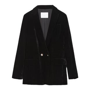 OVV秋冬女装日本进口光泽丝绒平驳领休闲套装西服