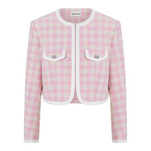 HERLIAN春夏新品 小众格纹羊毛拼边短裤小香风外套 女