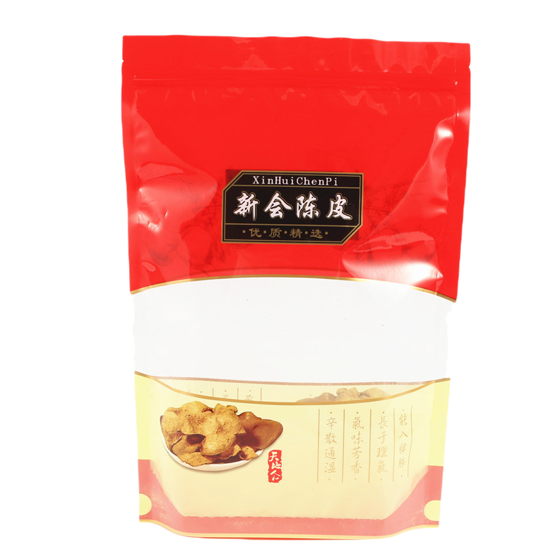 新會特產(chǎn)新會陳皮包裝袋自立自封拉鏈口250克500克透明散裝陳皮袋