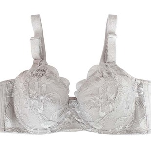 大码女士薄款文胸侧收全罩杯带钢圈蕾丝内衣75B-110H上托聚拢四排