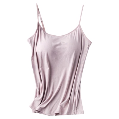 莫代尔女外穿带胸垫打底吊带背心