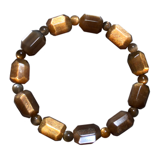 天然黑金骨干长石随形手串金黄色日光石单圈手链饰品水晶情侣款女