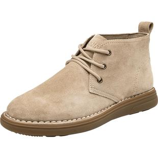 【清仓】金利来男鞋春季系带反绒皮高帮鞋百搭休闲皮鞋男潮流皮靴