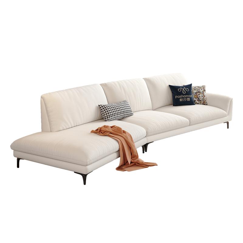 帕沙曼猫抓布艺沙发现代客厅小户型创意异形转角直排沙发奶油风