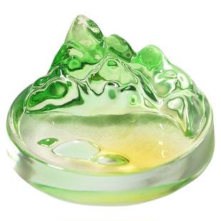 竞雅笔搁墨碟砚台镇尺新中式千里江山笔搁古法琉璃手工国风文房四宝墨碟砚台