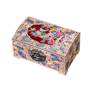 非遗漆器螺钿首饰盒带锁订婚三金展示盒木质妆奁盒结婚礼物首饰盒