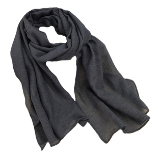 短款男士围巾2025新款黑灰色百搭纯色棉麻年轻人围巾文艺护颈围脖