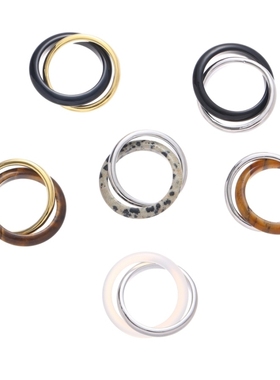 天然石新中式双圈戒指高级感