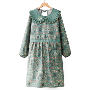 长袖围裙家用厨房纯棉可爱2025新款网红同款日式做饭罩衣工作服女