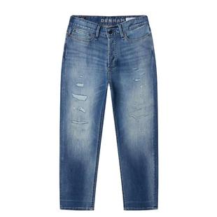 DENHAM秋冬男士FREEMOVE修身中腰小脚深蓝色高弹牛仔裤YORK