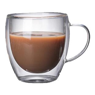 办公室玻璃水杯高透明双层带把隔热茶杯耐高温咖啡牛奶杯子