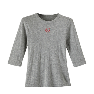 晚白2026年春新款经典简约中袖毛衣格雷灰柔软修身舒适针织衫女