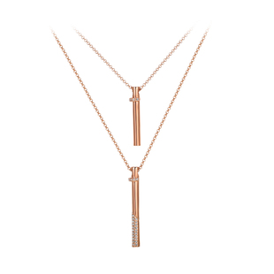 伊泰莲娜项链女双层时尚项链优雅轻盈个性金黄色哨音锁骨链